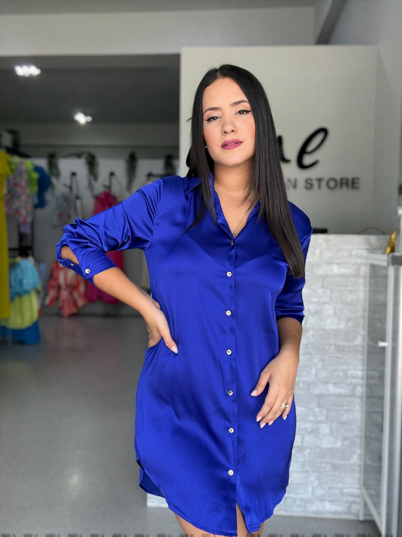 Royal Blue Shirt Dress