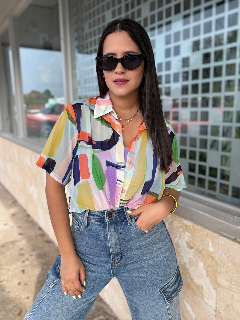 Multicolor Chiffon Blouse