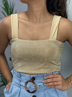 Beige Shinny Crop Top