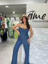 Flare Denim Jumpsuit