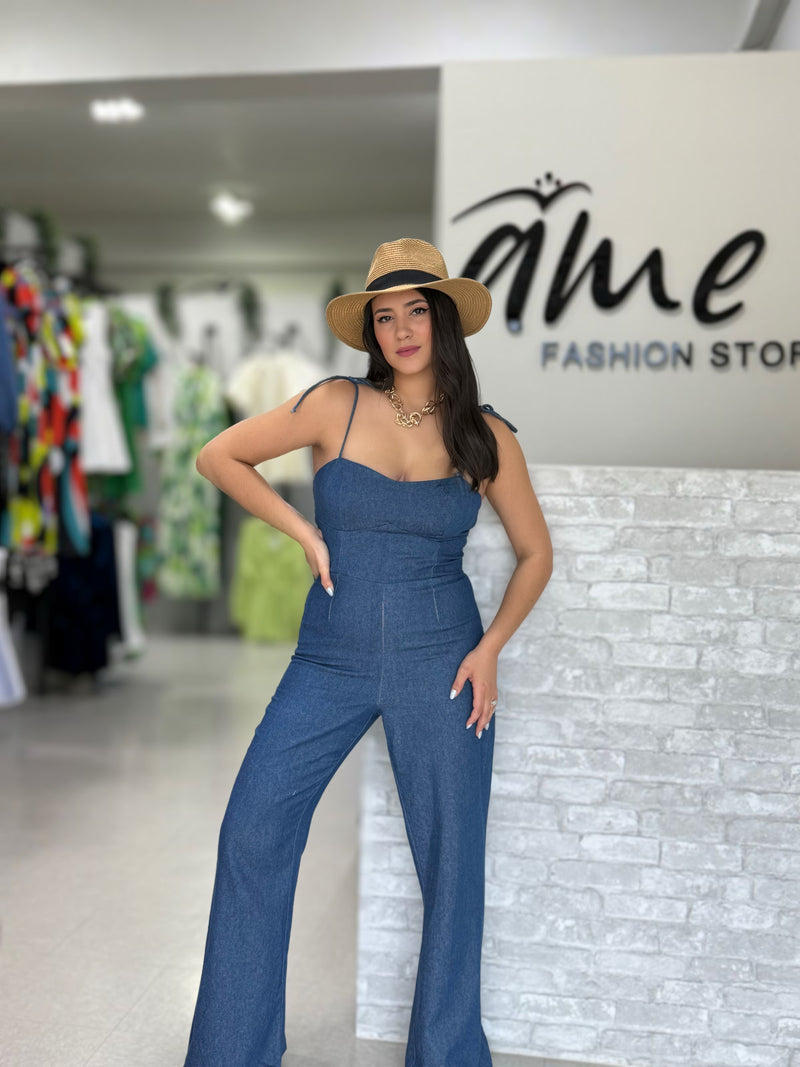 Flare Denim Jumpsuit