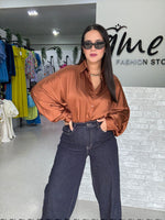 Brown Satin Shirt