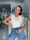 Cream Flowers Blouse