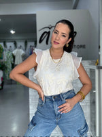 Cream Flowers Blouse