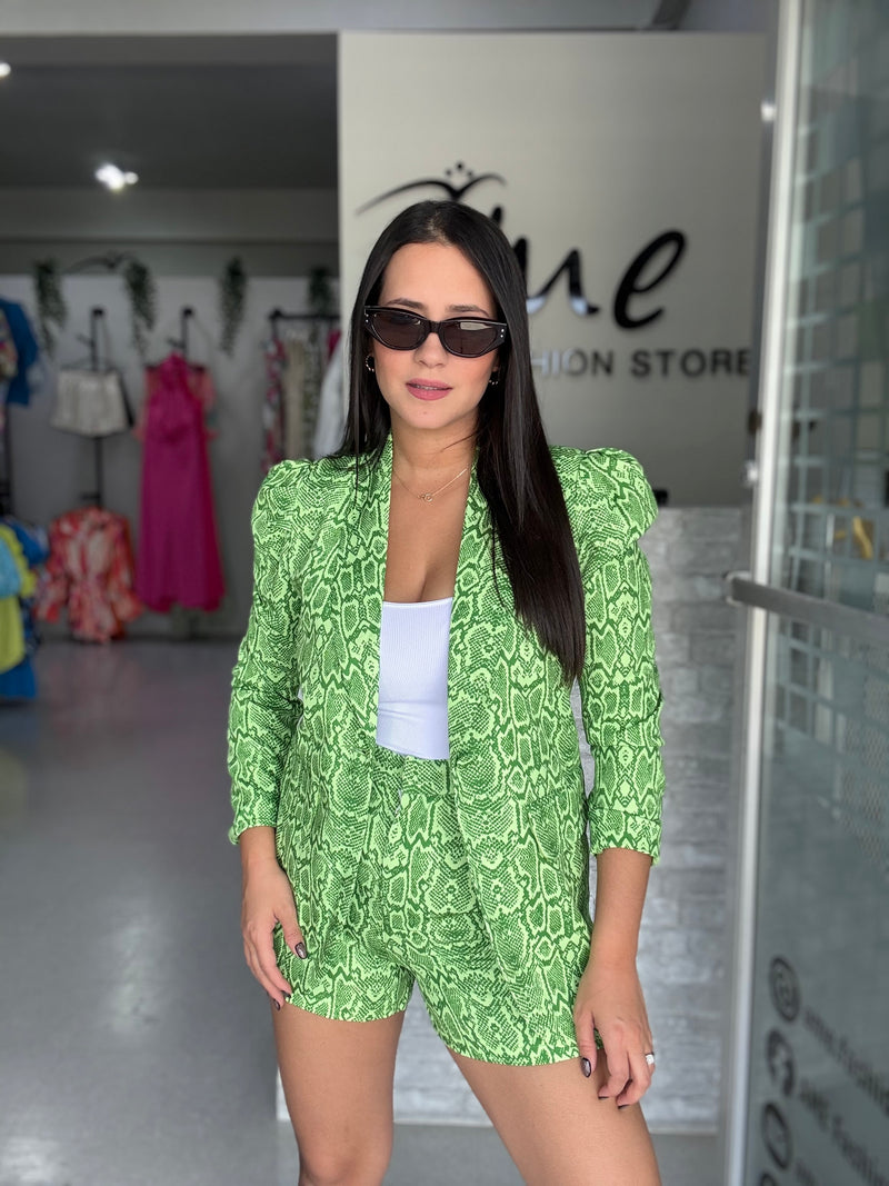 Green Snake Printed Short