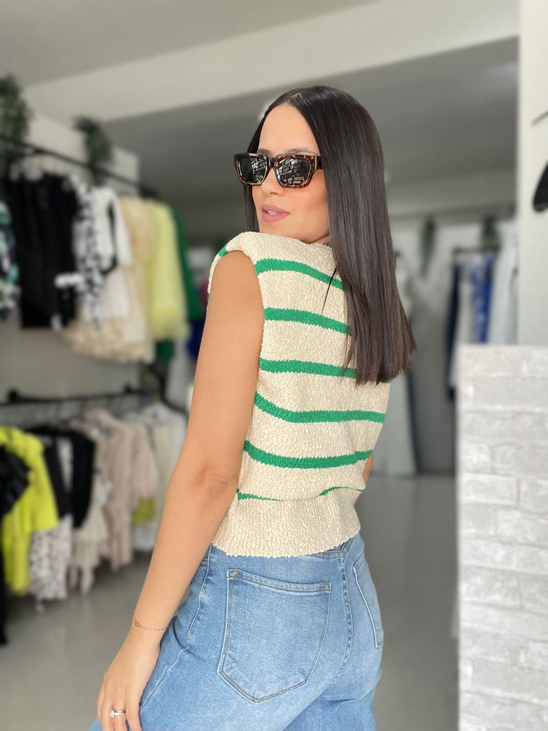 Green Stripes Top