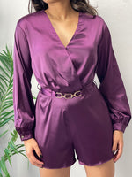 Plum Satin Romper