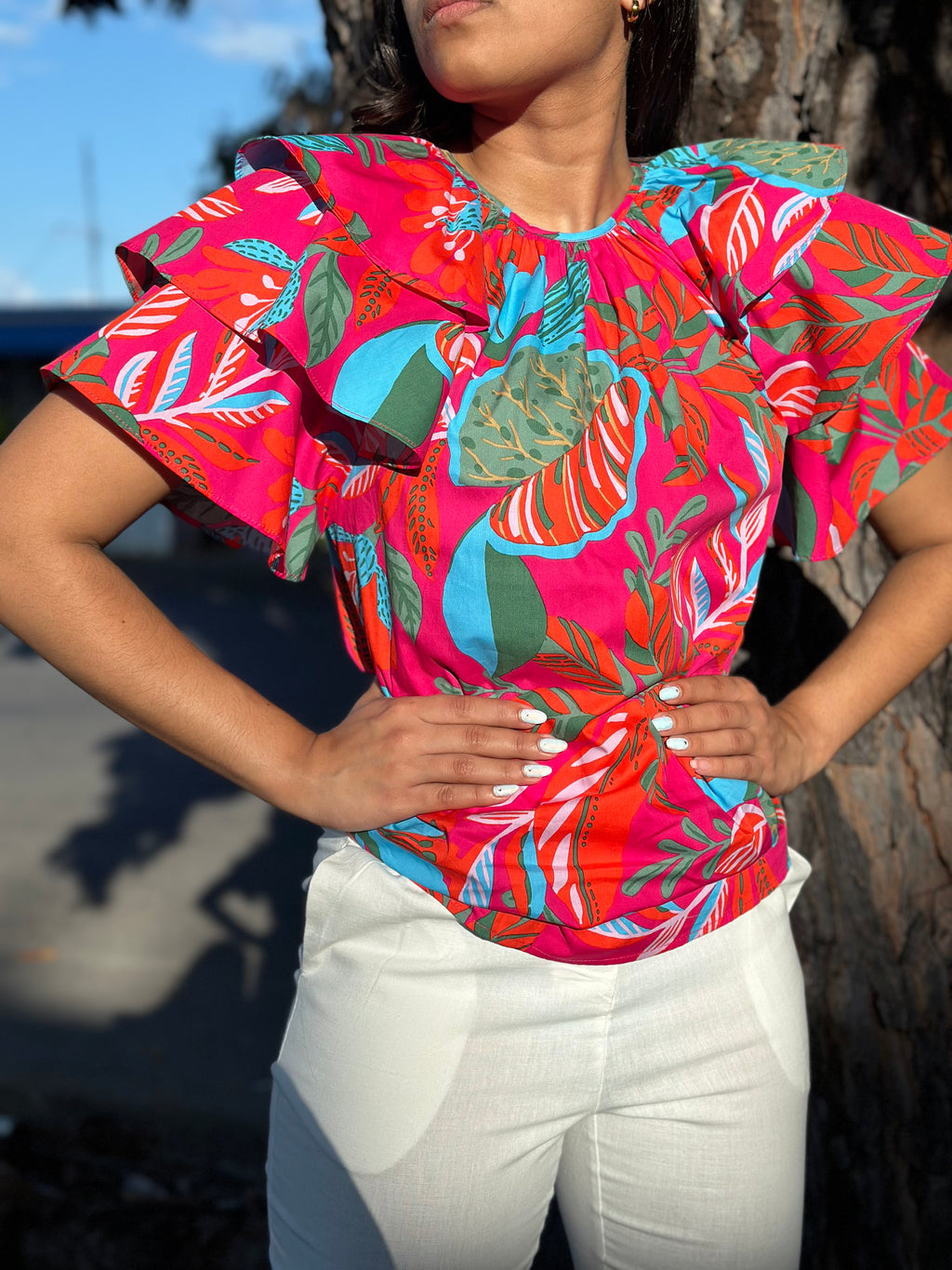 Fuchsia Tropical Blouse