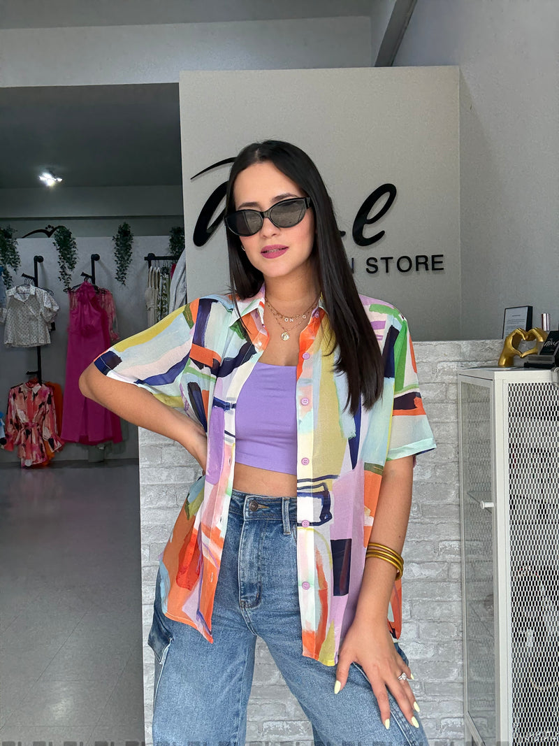 Multicolor Chiffon Blouse