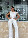White Belted Vest Set