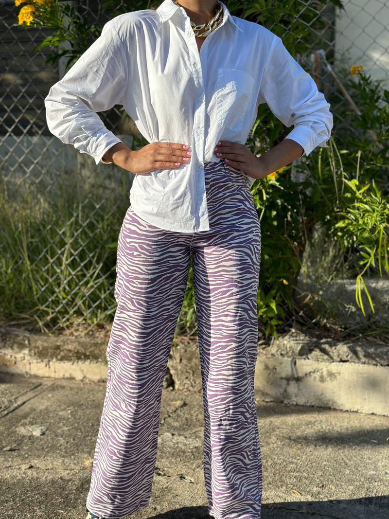 Purple Denim Zebra Pant