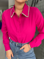 Magenta Rhinestones Blouse