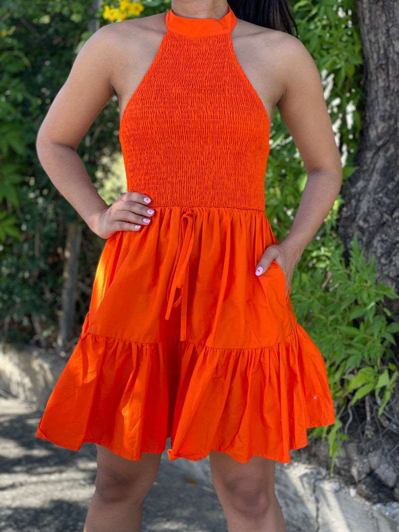 Halter Orange Dress