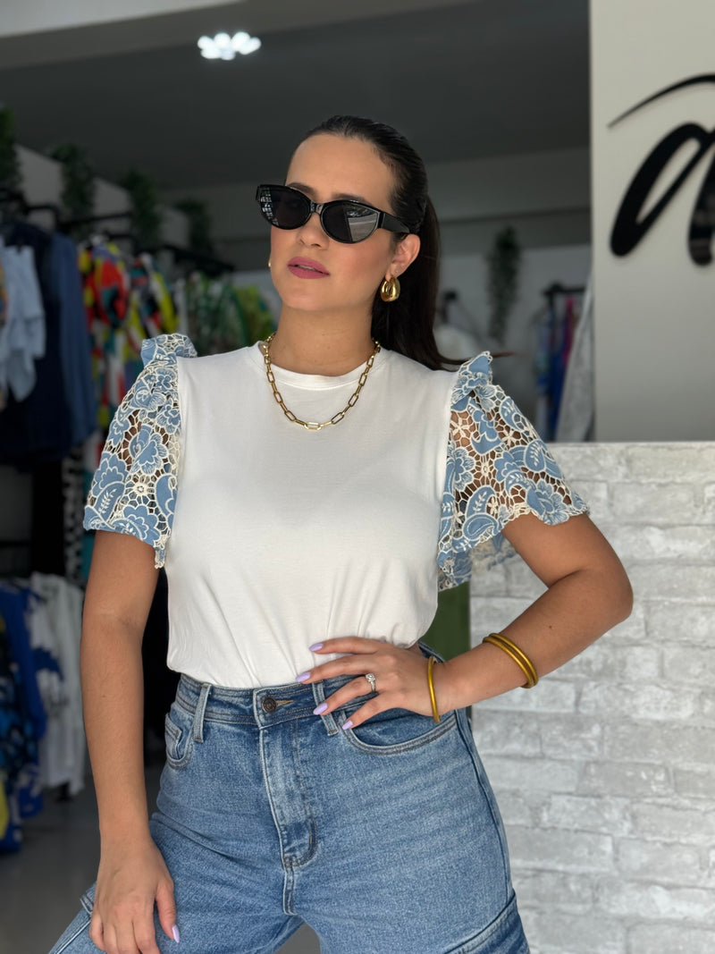Lace Sleeves T-Shirt