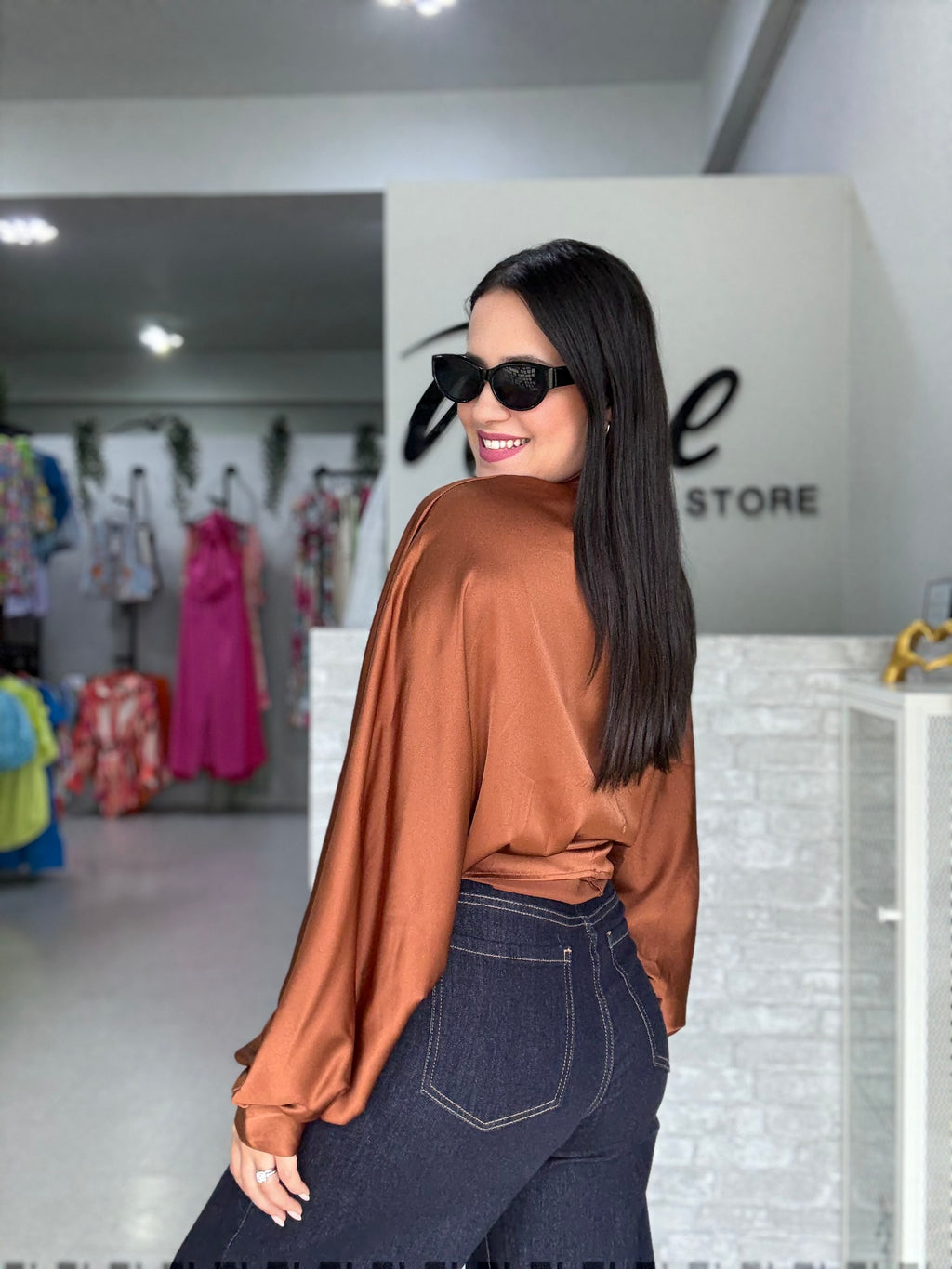 Brown Satin Shirt