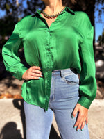 Kelly Green Buttom Blouse