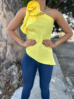 Yellow Ruffles Flower Top