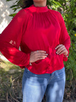 Red Rhinestones Blouse