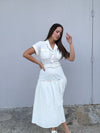 Midi Ivory Belt Dress