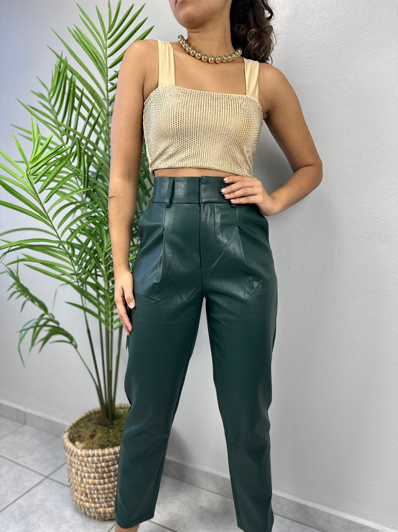 Hunter Green Leather Pant