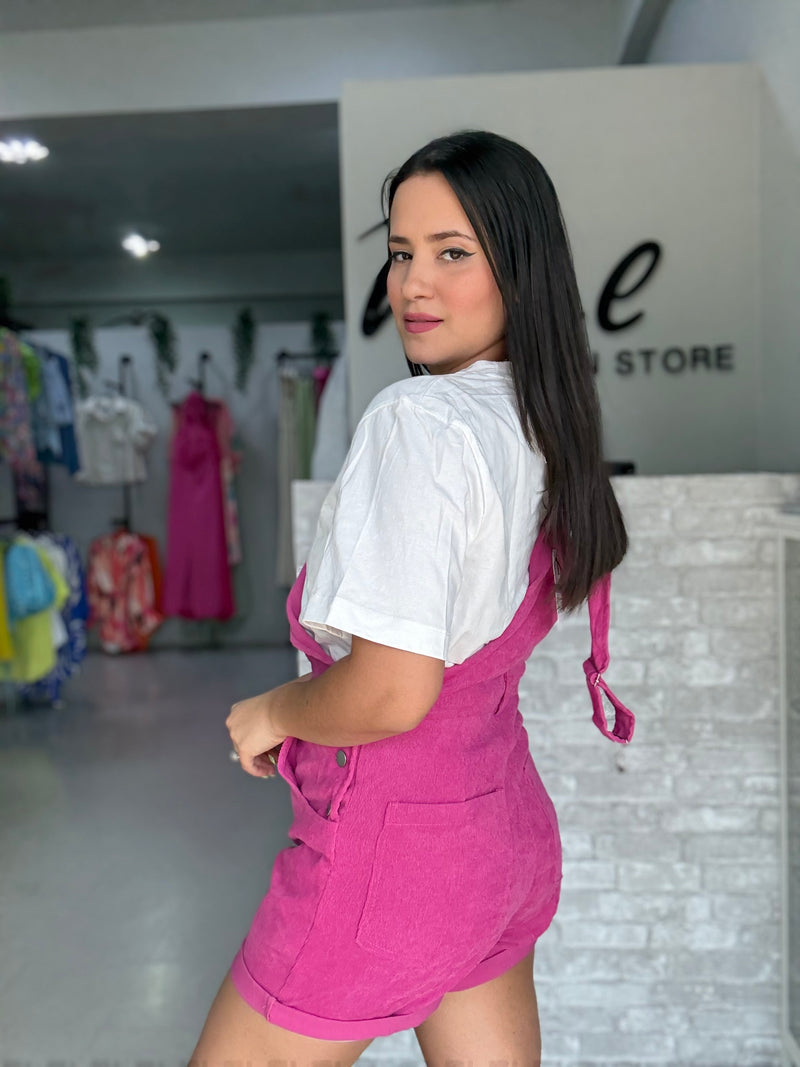 Magenta Short Overall