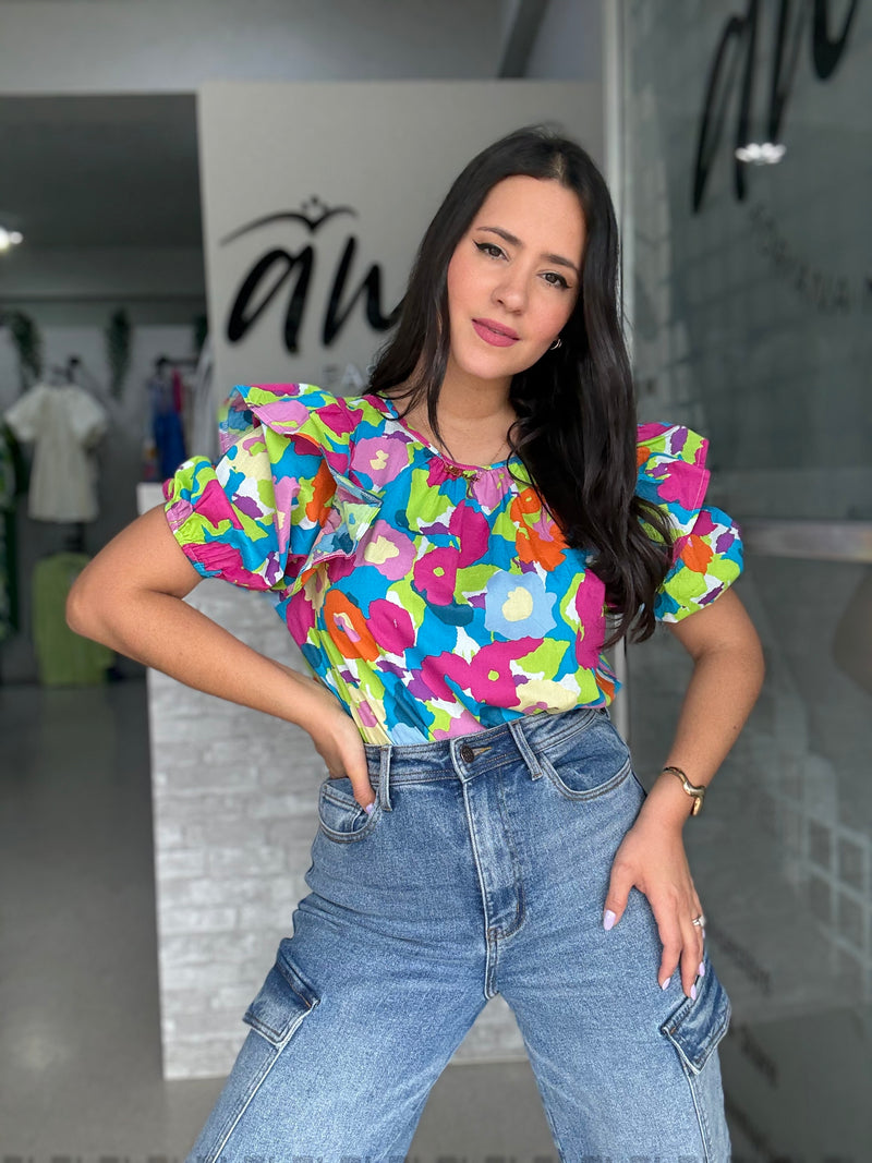 Multicolor Ruffles Blouse