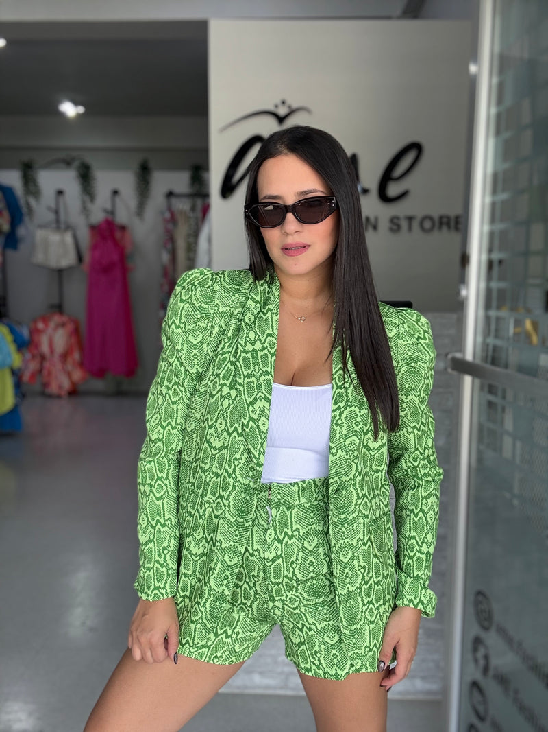 Green Snake Printed Short
