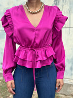 Magenta Ruffles Blouse