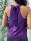 Purple Halter Sequins Top