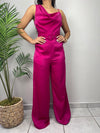 Magenta Satin Jumpsuit