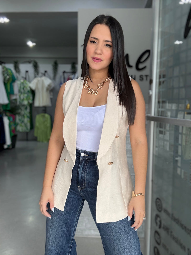 Ivory Linen Vest