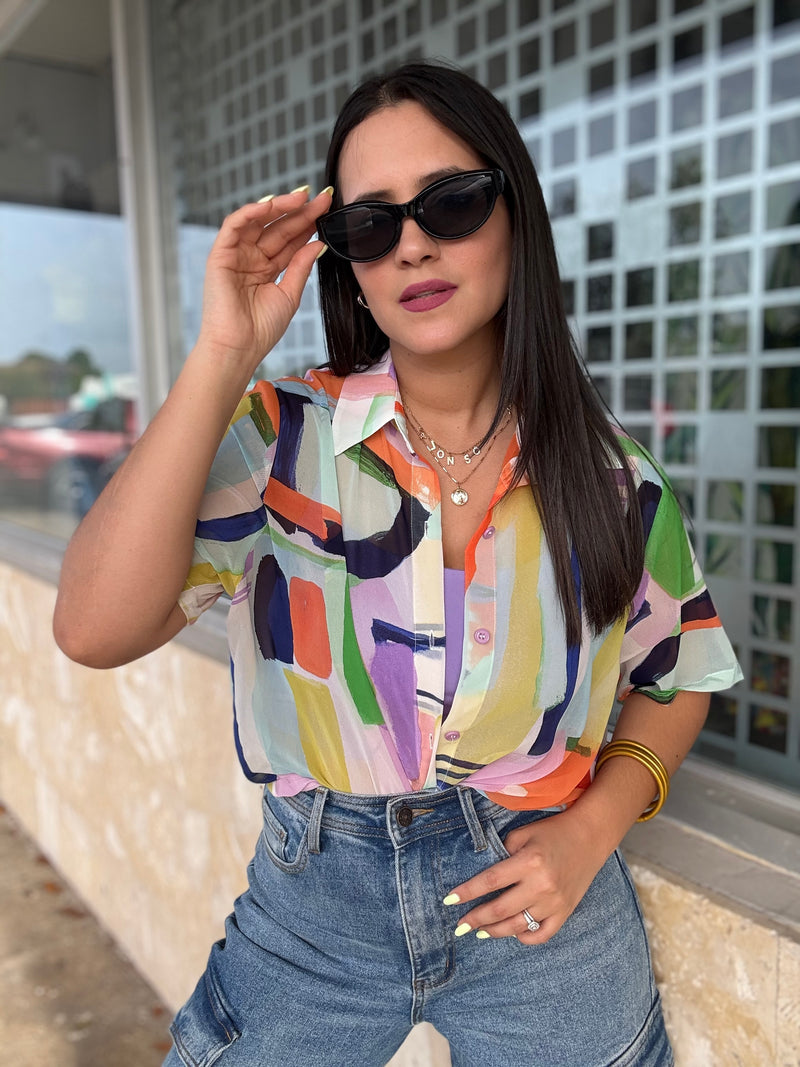 Multicolor Chiffon Blouse