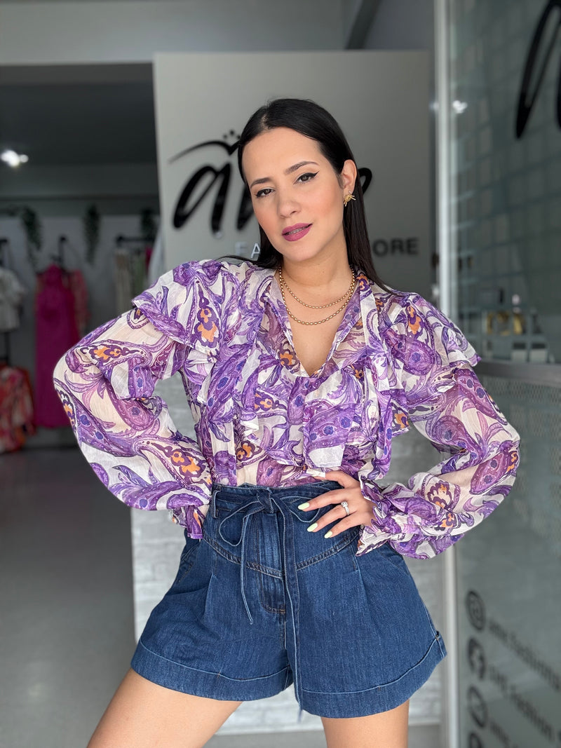 Abstract Purple Blouse