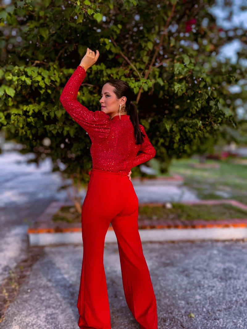 Red Sequins Bodysuit