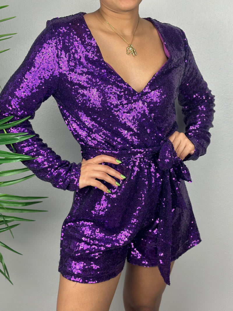 Purple Sequin Romper