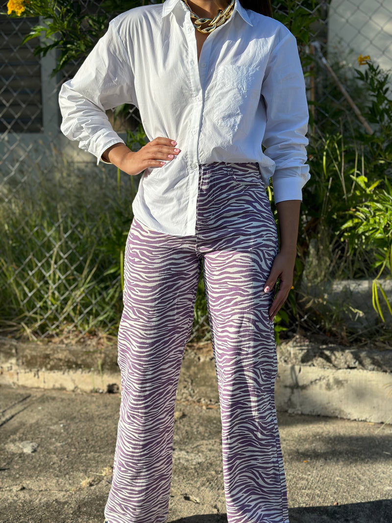 Purple Denim Zebra Pant