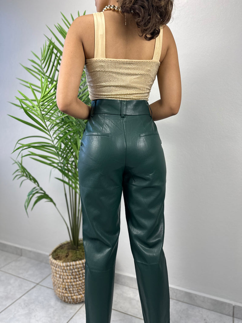 Hunter Green Leather Pant