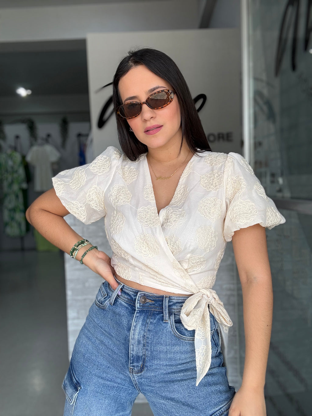 Beige Flowers Top