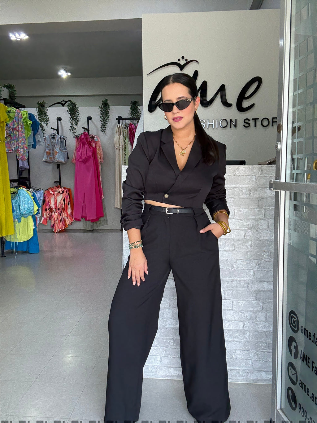 Black Belted Pant