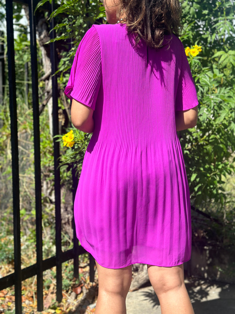 Orchid Pleated Short Dress