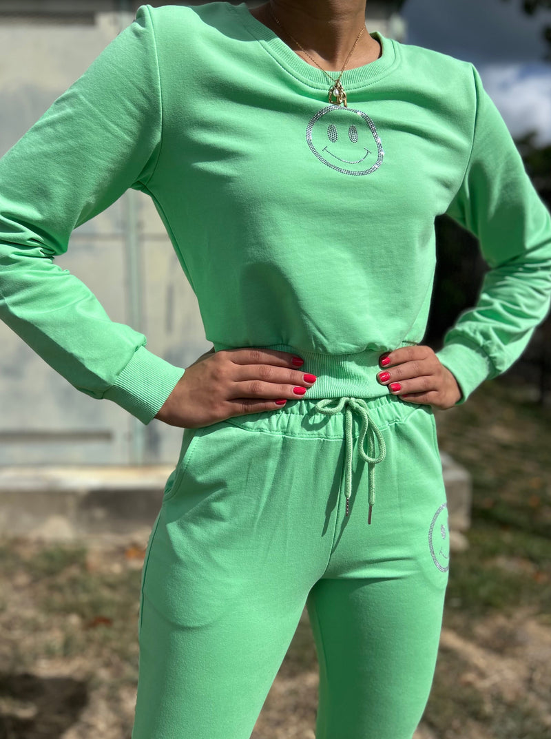 Mint Happy Face Sweater Set