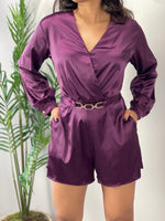 Plum Satin Romper