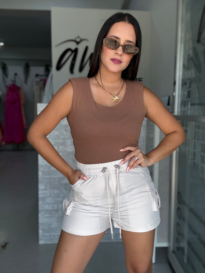 Beige Cargo Short