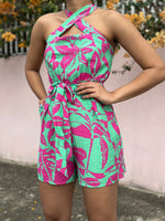 Magenta and Green Romper