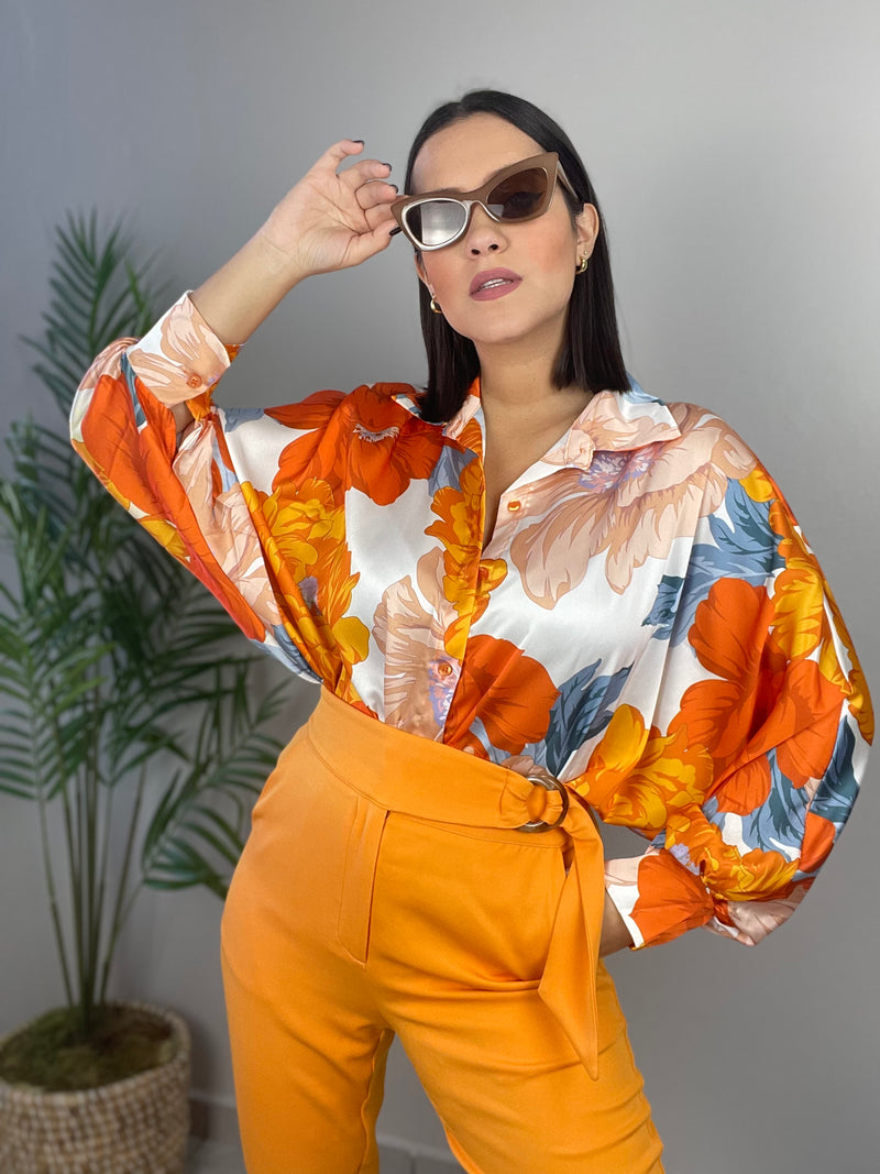 Orange Flowers Blouse