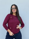 Wine Embroidery Sweater