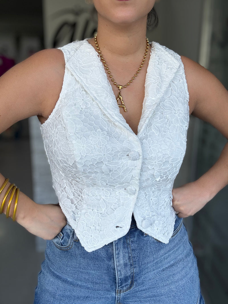 White Lace Vest