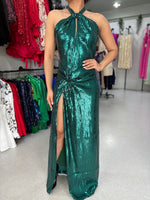 Green Sequins Maxi Dress