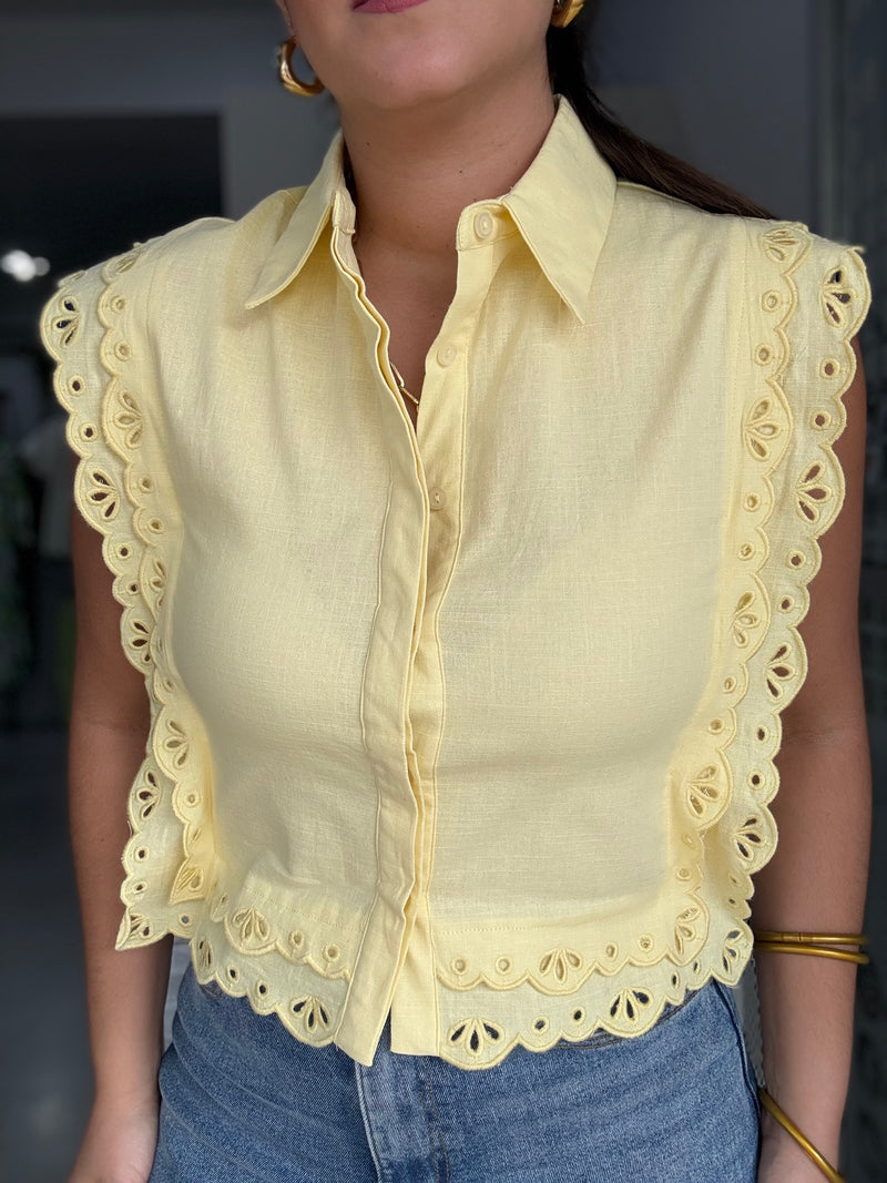 Yellow Lace Buttom Top
