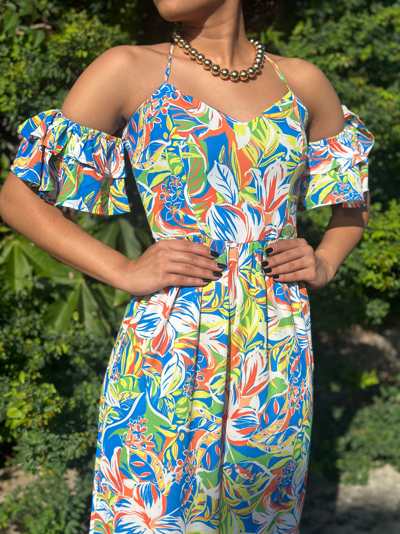 Blue Tropical Jumpsuit